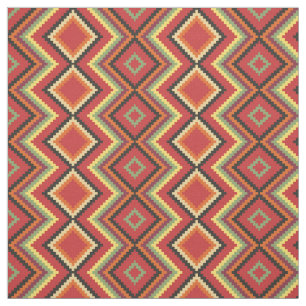 Red Black Yellow Native American Blanket Muster Stoff