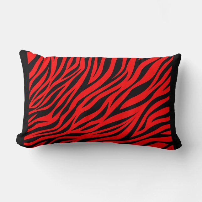 Red Black Zebra Stripes Print Lendenkissen (Vorderseite)
