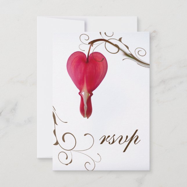 Red Bleeding Hearts Blume Hochzeit RSVP Karte (Vorderseite)