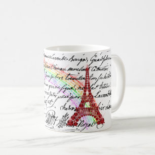 Red Bling Eiffel Tower Kaffeetasse
