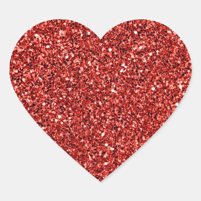 Red Bling, glänzend und funkelnd Herz-Aufkleber (Vorderseite)