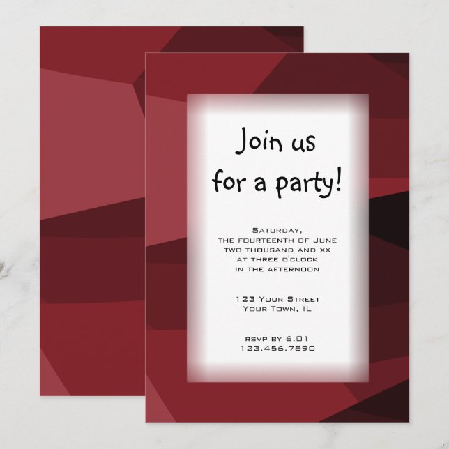 Red Block All Purpose Party Invitation (Devant / Derrière)