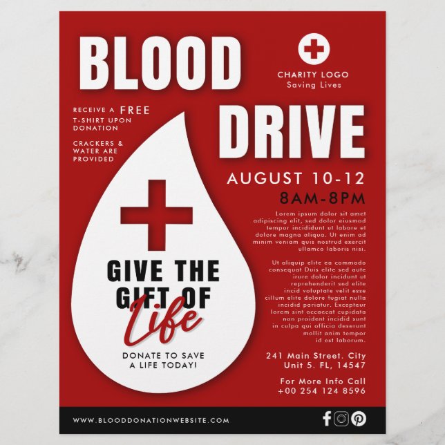 Red Blood Drive Spendenwerbung Gesundheit Flyer (Vorne)