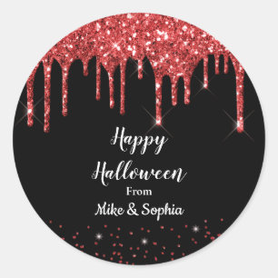 Red Blood Glitzer Dripping Vampire Halloween Runder Aufkleber
