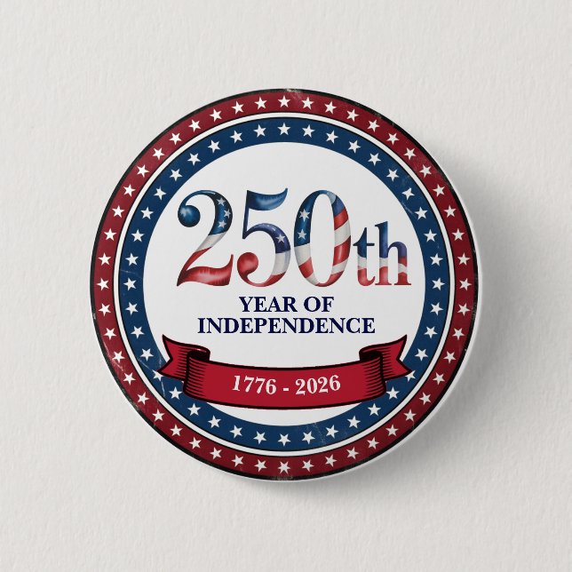 Red & Blue 250th Years of USA Independence Button (Vorderseite)