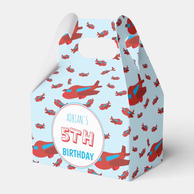 Red Blue Airplane Muster Kinder Jungs Mädchen Gebu Geschenkschachtel (Vorderseite)