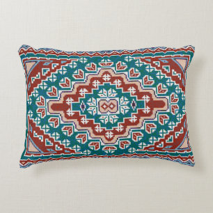 Red Blue Aquamarin Native Amerikanischen Ureinwohn Dekokissen
