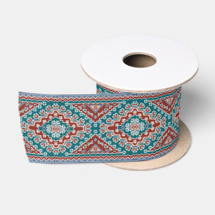 Red Blue Aquamarin Native Amerikanischen Ureinwohn Satinband