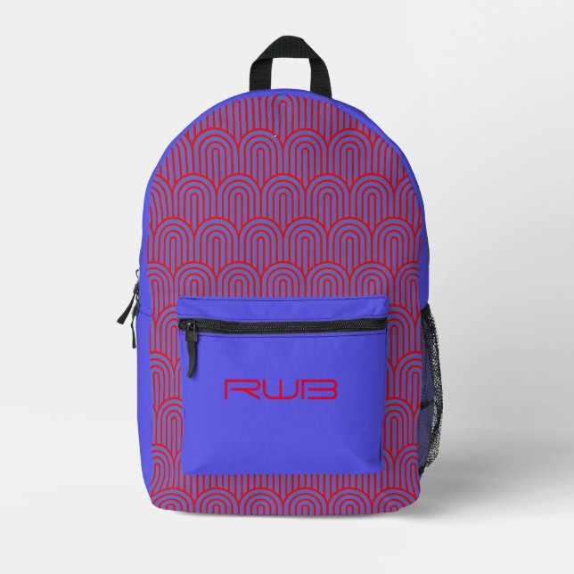 Red-Blue Arc Custom Monogram Bedruckter Rucksack (Vorderseite)