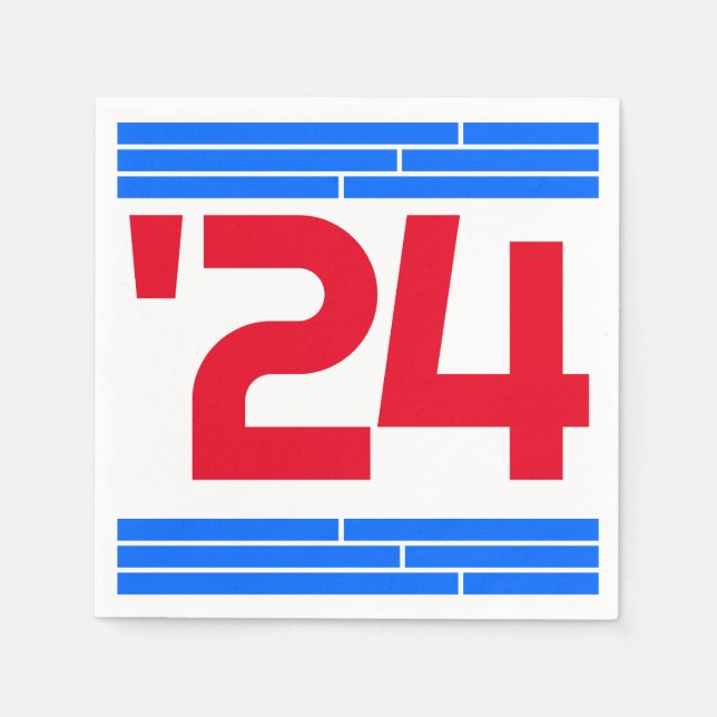 Red & Blue Bars Class of '24 Grad Party Serviette (Vorderseite)