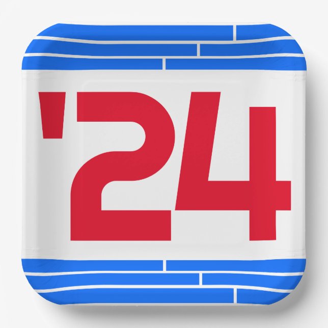 Red & Blue Bars Class of '24 Graduate Pappteller (Vorderseite)