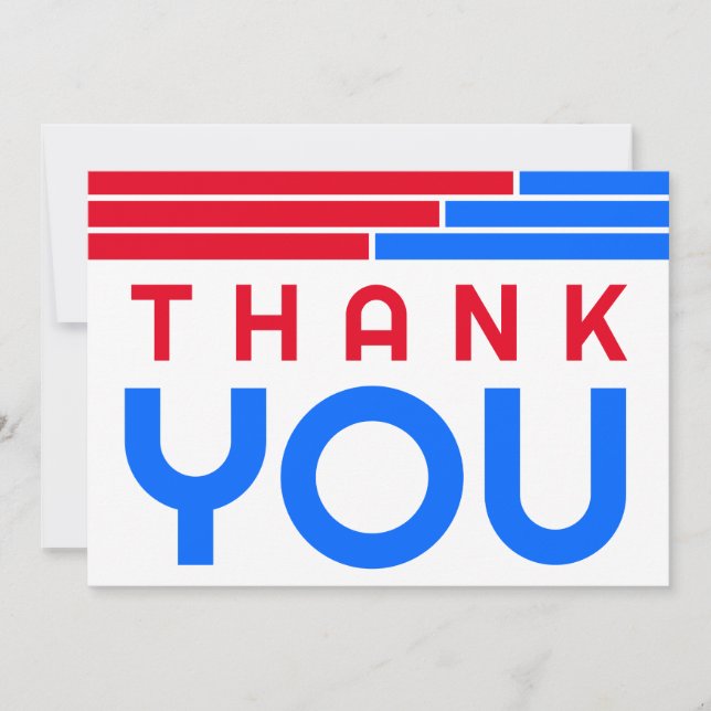 Red & Blue Bars Grad Party Vielen Dank Dankeskarte (Vorderseite)