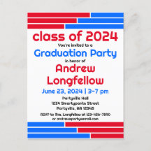 Red & Blue Bars Graduation Party