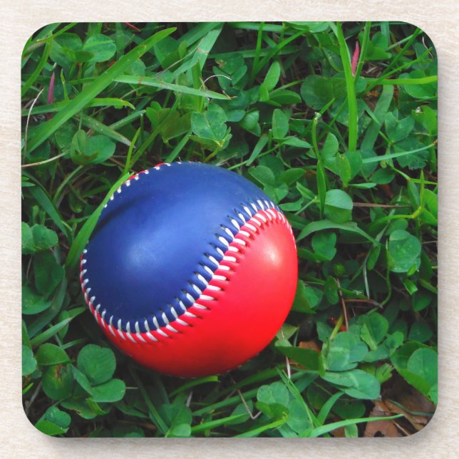 Red & Blue Baseball mit weißem Stitching Untersetzer (Vorderseite)