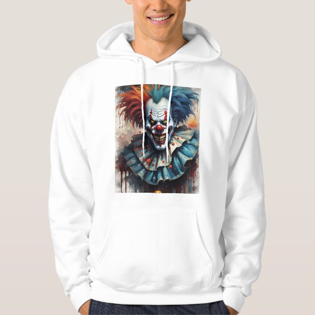 Red & Blue Beängstigend Halloween Circus Clown Hoo Hoodie (Vorderseite)