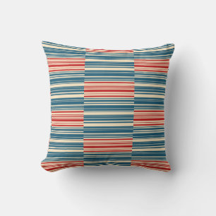 Red Blue Beige Streifen Kissen