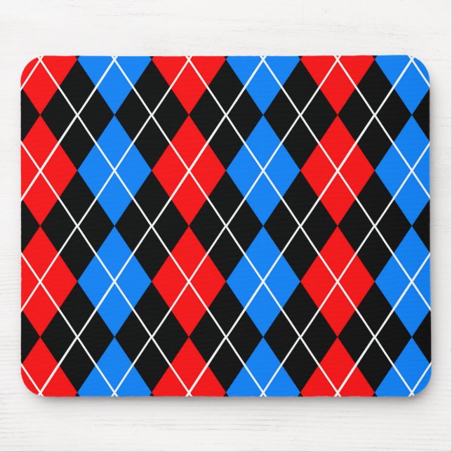 Red Blue Black Raute Diamond Patterndesign Mousepad (Vorne)