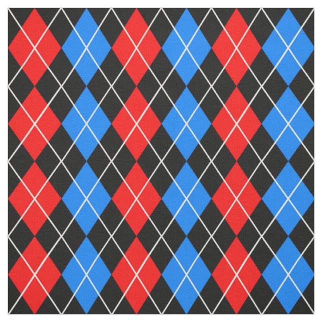 Red Blue Black Raute Diamond Patterndesign Stoff (Muster)