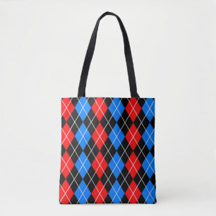 Red Blue Black Raute Diamond Patterndesign Tasche