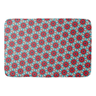 Red Blue Blume Geometric Abstrakt Badematte