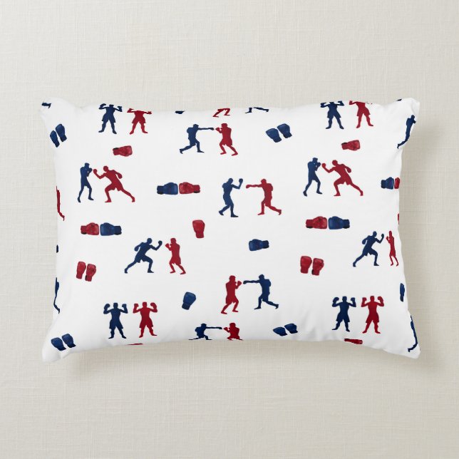 Red & Blue Boxing Gloves Boxer-Muster Dekokissen (Vorderseite)