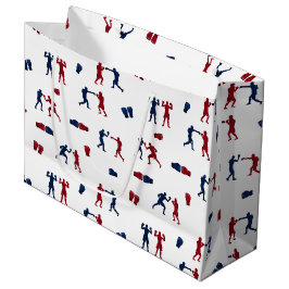 Red & Blue Boxing Gloves Boxer-Muster Große Geschenktüte
