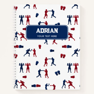 Red & Blue Boxing Gloves Boxer-Muster Notizbuch
