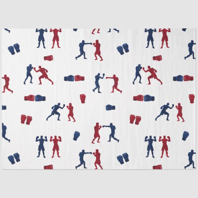 Red & Blue Boxing Gloves Boxer-Muster Seidenpapier (Vorderseite)