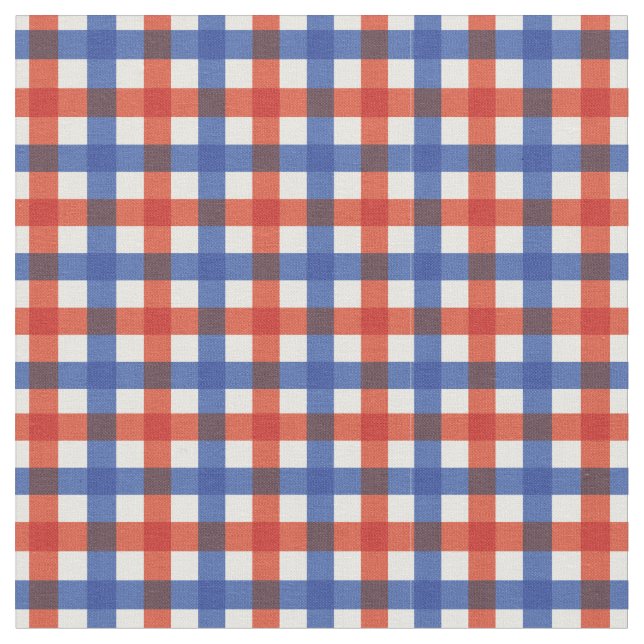Red & Blue Bright Gingham Kariert/ Tartan Stoff (Nahaufnahme)