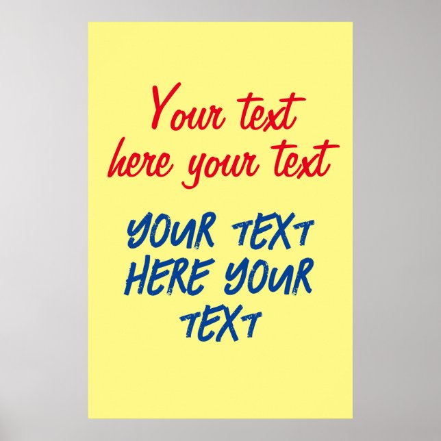 Red Blue Calligraphy Ihr Text hier ersetzen Slogan Poster (Vorne)