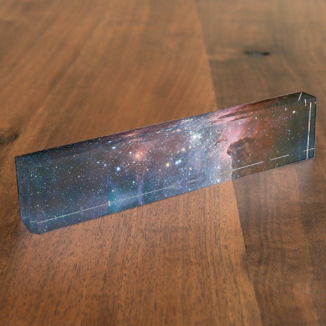 Red & Blue Carina Nebula Hubble Telescope Namensplakette (Seite)