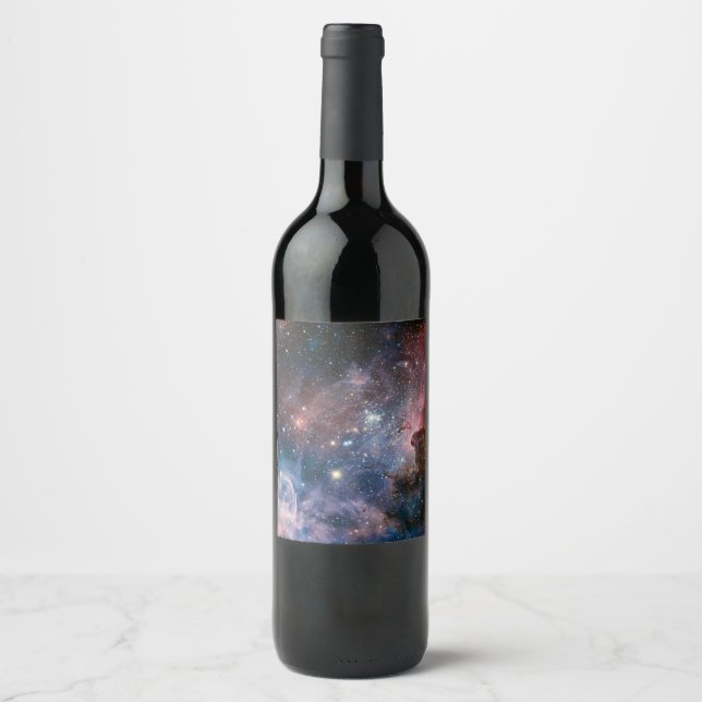 Red & Blue Carina Nebula Hubble Telescope Weinetikett (Vorderseite)