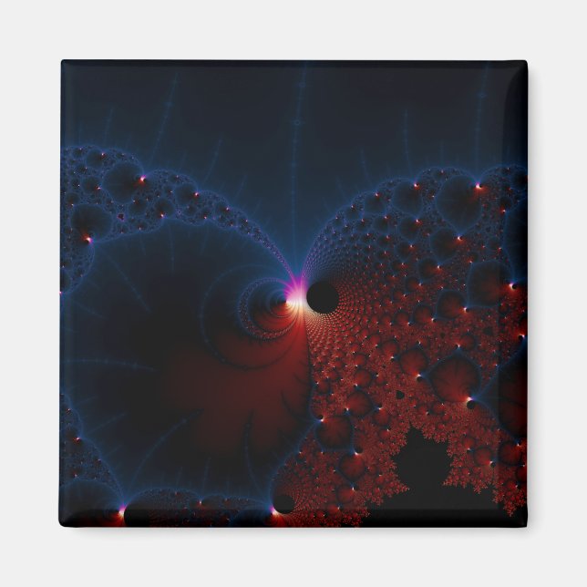 Red Blue Cells Fraktal Art Magnet (Vorne)
