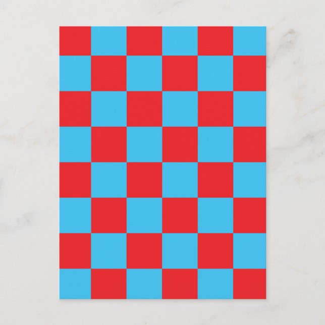 Red Blue Checked Karo Design Postkarte (Vorderseite)