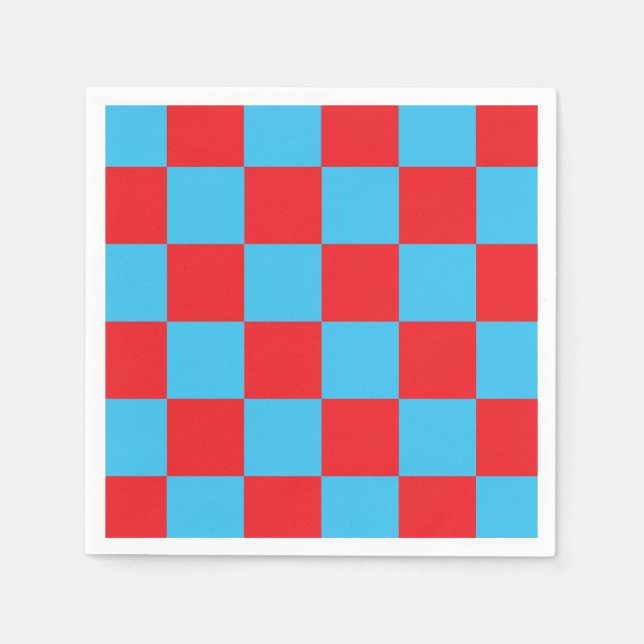 Red Blue Checked Karo Design Serviette (Vorderseite)