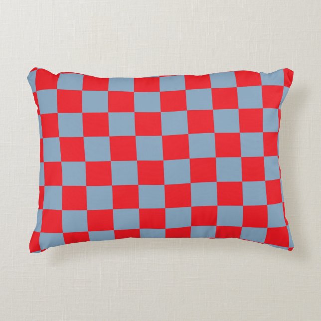 Red Blue Checkered Gingham Pattern Dekokissen (Vorderseite)