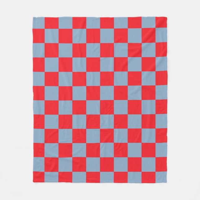Red Blue Checkered Gingham Pattern Fleecedecke (Vorderseite)