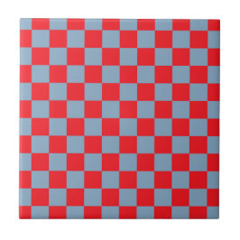 Red Blue Checkered Gingham Pattern Fliese