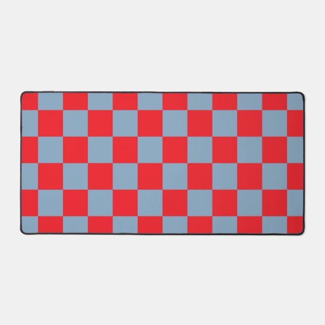 Red Blue Checkered Gingham Pattern Schreibtischunterlage (Vorderseite)