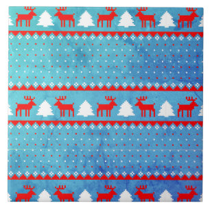 Red Blue Christmas Pattern Keramik Tile Fliese