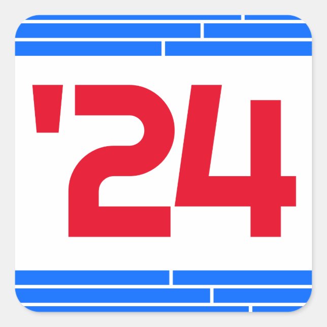 Red & Blue Class von '24 Abschluss Quadratischer Aufkleber (Vorderseite)