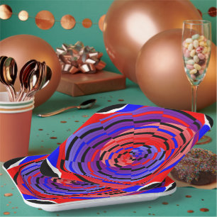 Red & Blue Counter Spiral von Kenneth Yoncich Pappteller