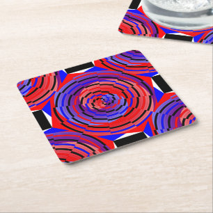 Red & Blue Counter Spiral von Kenneth Yoncich Rechteckiger Pappuntersetzer