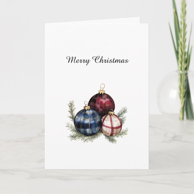 Red Blue Cream Country Christmas Ornaments Karte (Vorderseite)
