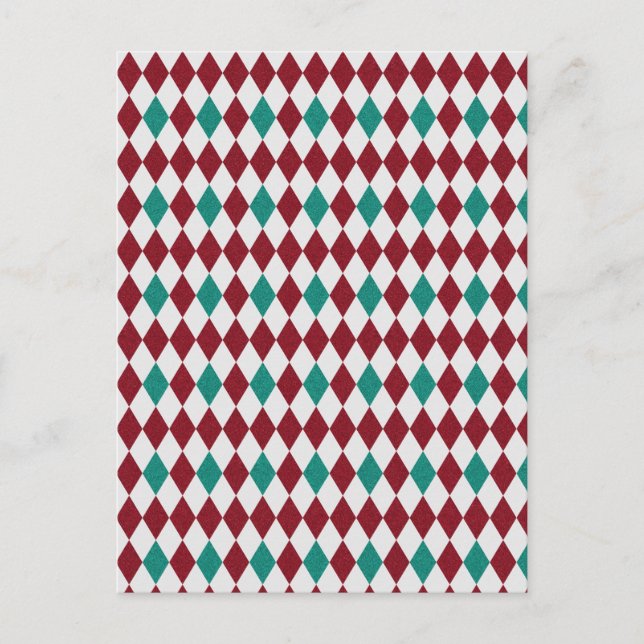 Red & Blue Diamond Glitzer Postkarte (Vorderseite)