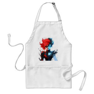 Red Blue Fire Ice Comic Style Anime Girl Schürze