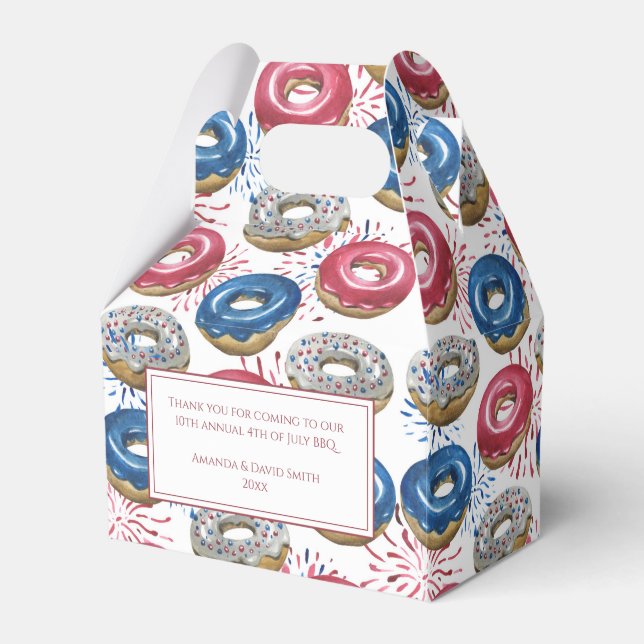 Red Blue Fireworks Donuts 4. Juli Party Geschenkschachtel (Vorderseite)