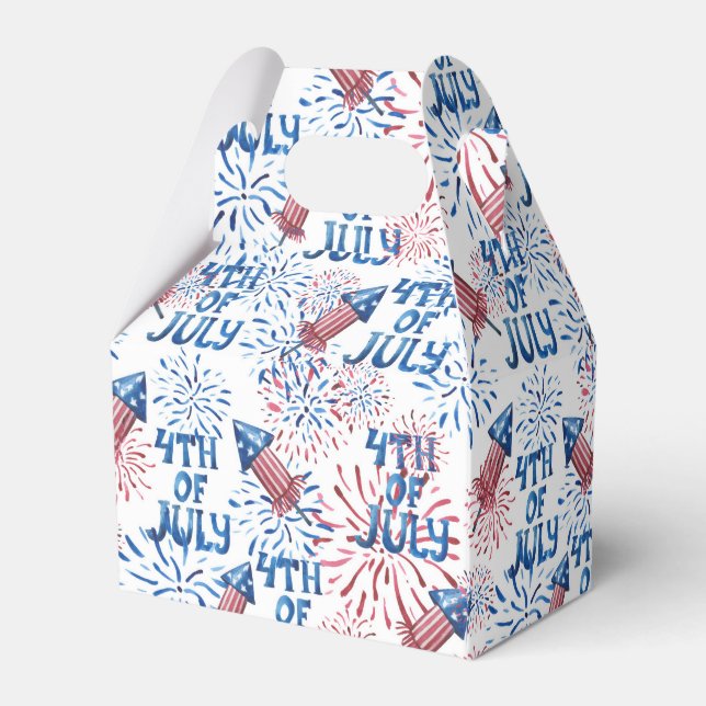 Red Blue Fireworks Firecracker 4. Juli Geschenkschachtel (Rückseite)
