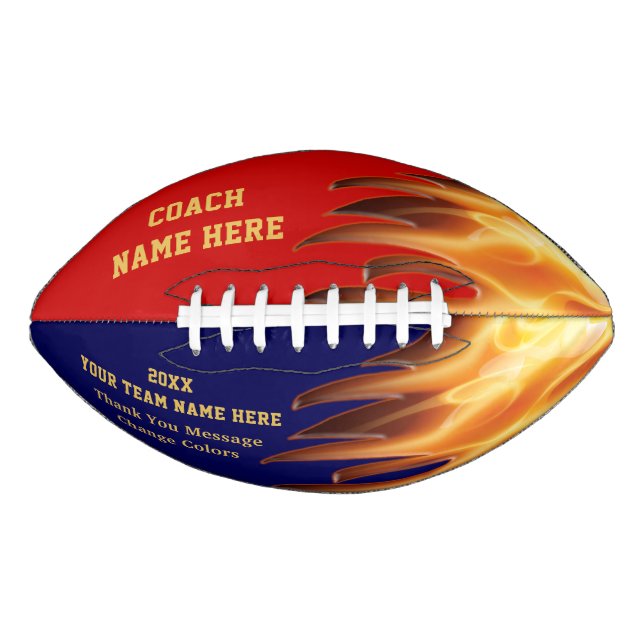 Red Blue Flaming Football Personalisiert für Train (Vorderseite)