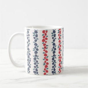 Red Blue Floral Country Farmhouse Muster Kaffeetasse